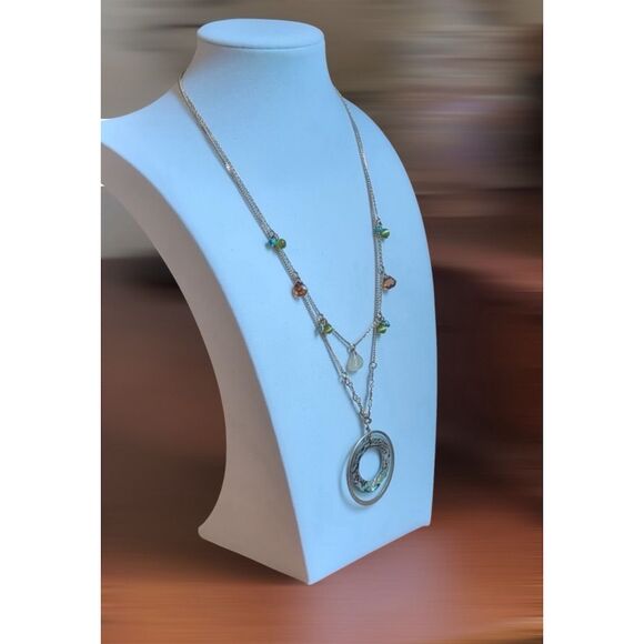 Caroline Herrera Multicolor Layer Glass & Gemstone Necklace - Picture 2 of 6